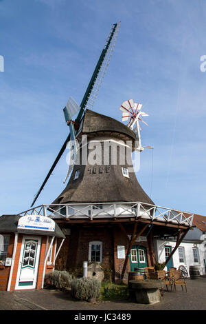 Mer du Nord, l'île de Norderney, Frise orientale, l'Allemagne, l'ancien moulin à vent, Banque D'Images