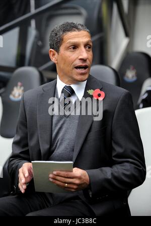 CHRIS HUGHTON NEWCASTLE UNITED MANAGER ST JAMES PARK NEWCASTLE ANGLETERRE 31 Octobre 2010 Banque D'Images