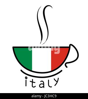 Tasse de café avec le drapeau italien, élément de design café logo Illustration de Vecteur