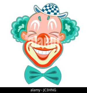 Happy smiling clown de cirque en style retro isolated on white Illustration de Vecteur