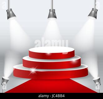 Podium lumineux avec tapis rouge. Vector Illustration. Illustration de Vecteur