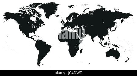 Vector Blank gris foncé, noir carte du monde similaires isolé sur fond blanc. Modèle Monochrome Worldmap la conception de site web, rapports annuels, infog Illustration de Vecteur