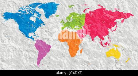 Vector silhouette colorée en blanc dans le carte du monde. Worldmap monochrome modèle, la conception de site web, rapports annuels, l'infographie. Les 250-504 gr Illustration de Vecteur