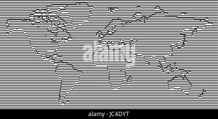 Gris vide vecteur linéaire, carte du monde similaires isolé sur fond blanc. Modèle Monochrome Worldmap la conception de site web, rapports annuels, infograph Illustration de Vecteur