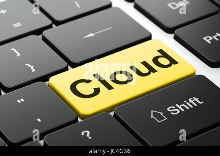 Cloud computing concept : Nuage sur fond de clavier d'ordinateur Banque D'Images