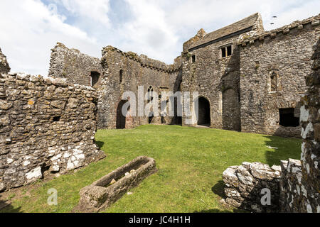 Weobley château, manoir fortifié du 14ème siècle, Gower, Pays de Galles, Royaume-Uni Banque D'Images