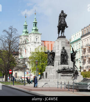 Monument Grunwaldzki, Plac Matejki Square, Cracovie, Pologne petite, la Pologne, l'Europe Banque D'Images