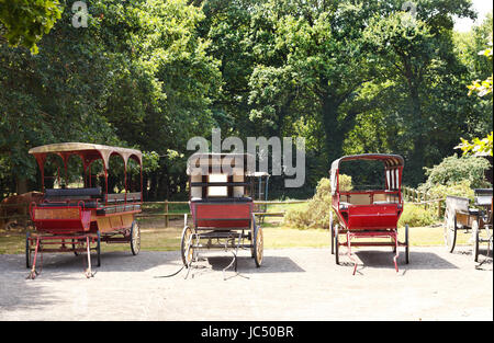 Vieux village de calèches dans le Parc Naturel Régional de Brière, France Banque D'Images