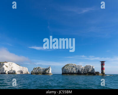 Le phare d'aiguilles, île de Wight, Royaume-Uni Banque D'Images