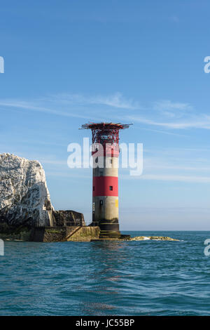 Le phare d'aiguilles, île de Wight, Royaume-Uni Banque D'Images