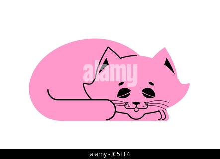 Sleeping cat rose isolé. chaton dormir. dormir animal Illustration de Vecteur