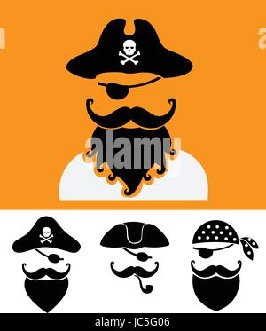 Symboles tête de pirate avec crâne et os croisés vector isolé sur un fond blanc. Illustration de Vecteur
