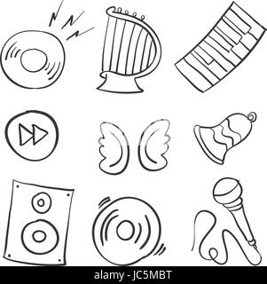 Stock Collection objet musical doodles Illustration de Vecteur