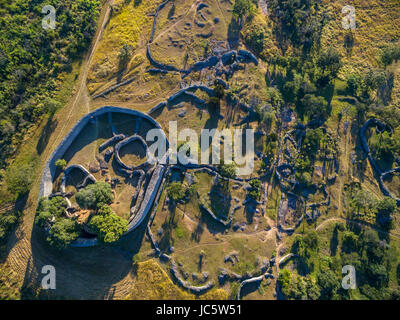 Le grand enclos au ruines du Grand Zimbabwe, Zimbabwe. Banque D'Images