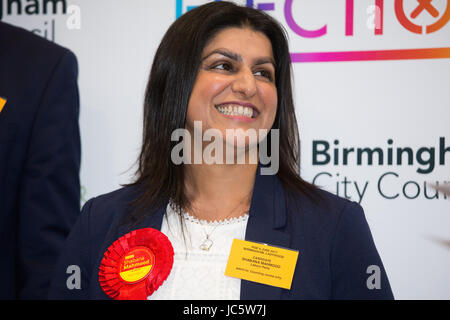 Shabana Mahmood MP travail conservant son Birmingham Ladywood siège à l'élection générale de juin 2017 Banque D'Images