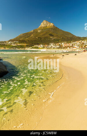 CAMPS BAY, AFRIQUE DU SUD - 5 octobre 2015 : personnes non identifiées sur la plage de Camps Bay à Cape Town, Afrique du Sud, avec vue sur Signal Hill. Banque D'Images