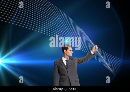 Image composite de stern attractive businessman pointing Banque D'Images