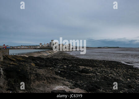 Knightstone Island, le lac marin et le Canal de Bristol à Weston-super-Mare Banque D'Images