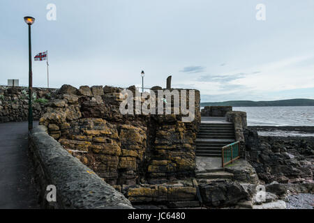 Sentier du littoral et les étapes jusqu'à la plage près de Birnbeck Pier, Weston-super-Mare Banque D'Images