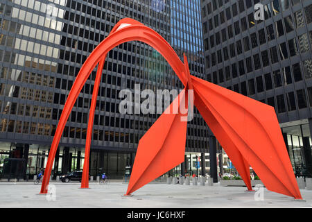 CHICAGO - 29 MAI : Flamingo, dans le gouvernement fédéral Plaza à Chicago, est montré ici le 29 mai 2016. Le stabile a été construite par le sculpteur américain Alexander Banque D'Images