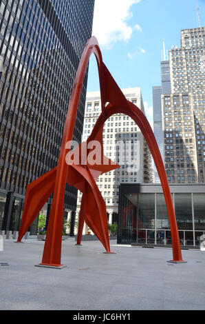 CHICAGO - 29 MAI : Flamingo, dans le gouvernement fédéral Plaza à Chicago, est montré ici le 29 mai 2016. Le stabile a été construite par le sculpteur américain Alexander Banque D'Images