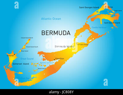 Carte vectorielle de la région des Bermudes Banque D'Images