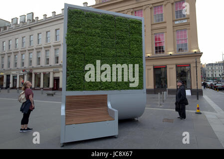 Glasgow, Ecosse, Royaume-Uni. 14 Jun, 2017. Glasgow célèbre la première Journée nationale d'assainissement de l'air (NCAD) le 15 juin par l'installation de la première de deux sculptures de vie conçu pour purifier l'air dans deux de ses rues les plus animées.Sur la photo est la première installée dans Royal Exchange Square, près de la galerie d'Art Moderne et l'emblématique tête de cône duc de Wellington statue. Le deuxième est d'être installé plus tard au moment de l'exécution de la sculpture à par la station centrale d'autobus. Credit : Gérard ferry/Alamy Live News Banque D'Images