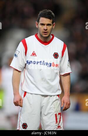 MATT JARVIS Wolverhampton Wanderers FC Stade KC HULL ANGLETERRE 30 Janvier 2010 Banque D'Images