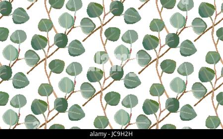 Feuillage d'Eucalyptus branches naturelles tropicales avec des feuilles de style aquarelle en modèle transparent. Belle décoration élégante cute Vector illustrat Illustration de Vecteur