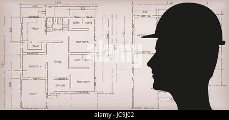 Les hommes l'homme personne mâle young caucasian ossature erector builder profil . Belle ligne horizontale vecteur moderne signe pancarte poster close-up side v Illustration de Vecteur
