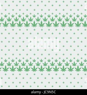 Mauvaises herbes marijuana cannabis stupéfiants la silhouette de la feuille modèle transparente design pattern texture transparente. Vue de dessus vecteur libre vert horizontal belle Illustration de Vecteur