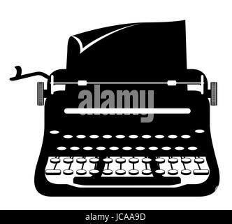 Machine à écrire ancienne rétro vintage stock icône vector illustration isolé sur fond blanc Illustration de Vecteur
