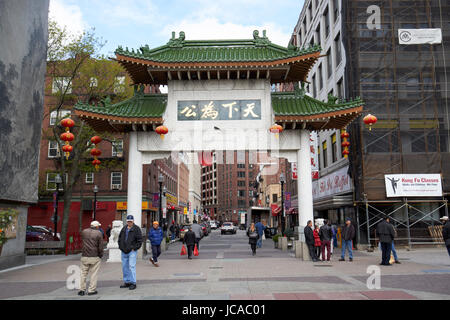 Quartier chinatown gate paifang Boston USA Banque D'Images