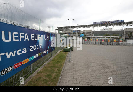 Vue générale à l'extérieur de l'arène de Kolporter à Kielce, en Pologne. APPUYEZ SUR ASSOCIATION photo. Date de la photo: Mercredi 14 juin 2017. L'Angleterre a lancé vendredi 2017 soir sa campagne de l'UEFA Euro pour les moins de 21 ans contre la Suède à l'arène de Kolporter. Le crédit photo devrait se lire comme suit : Nick Potts/PA Wire. . Banque D'Images