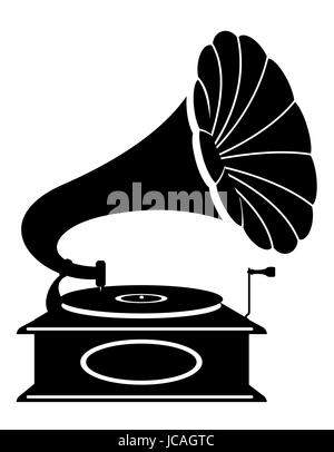 Vieux gramophone vintage retro illustration vectorielle stock icône isolé sur fond blanc Banque D'Images