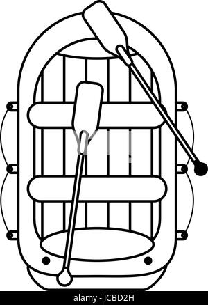 Radeau avec avirons voile droit Illustration de Vecteur