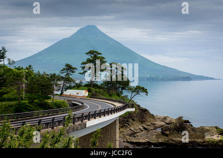 Vue de la route de Kaimondake vue dans la préfecture de Kagoshima, Japon Banque D'Images