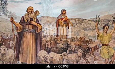 La peinture dans le Hirtenfeld église. La Palestine, Israël Banque D'Images