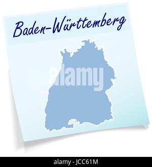 Bade-wurtemberg als Notizzettel dans Blau Banque D'Images