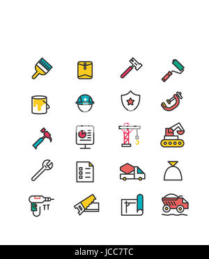 Ensemble d'icônes divers liés à la construction Banque D'Images