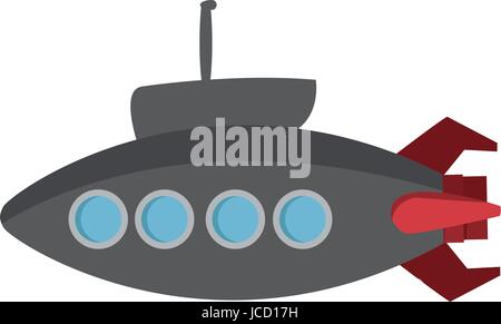 Sous-marin avec periscope bathyscaphe cartoon Illustration de Vecteur