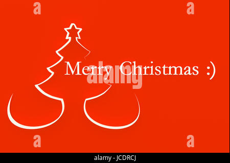 Illustration 3d de l'arbre de Noël stylisé sur fond rouge Banque D'Images