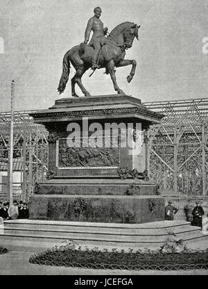 Juan Prim (1814-1870). Homme politique et militaire espagnol. Statue équestre dans le Parc de La Citadelle, Barcelone, inauguré en 1887 et détruit en 1936. Banque D'Images