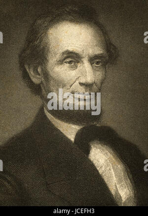 Abraham Lincoln (1809-1865). Homme politique et avocat américain.16e président des États-Unis. Portrait. La gravure. Banque D'Images