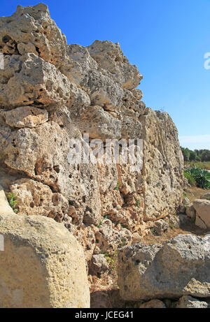 Mégalithique néolithique Ggantija 5500 ans temple mégalithique site Gozo, Malte Banque D'Images