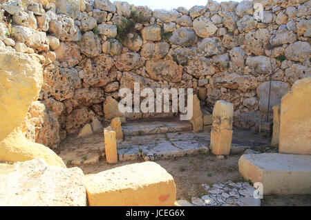 Mégalithique néolithique Ggantija 5500 ans temple mégalithique site Gozo, Malte Banque D'Images