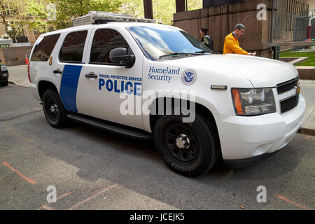 La police de protection fédéral de la sécurité intérieure des véhicules SUV Chevrolet New York USA Banque D'Images