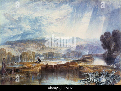 Joseph Mallord William Turner - paysage avec des enfants la pêche, près de 1823 d'un verrou Banque D'Images