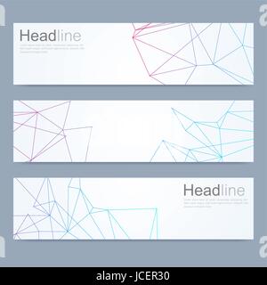 Ensemble de vecteur scientifique moderne des bannières. La structure d'ADN avec des lignes et points. Vecteur de la science historique. Technologie médicale, chimie, conception. Illustration de Vecteur