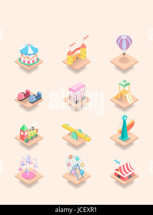 Différentes icônes liées au parc d' Banque D'Images